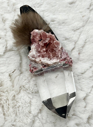 Buffalo, Quartz, Pink Amethyst, Pink Tourmaline, Kunzite, Thulite Healing Magic Wand, Transformation, Spiritual Growth, Intuition, Self - Love - Journey There - 