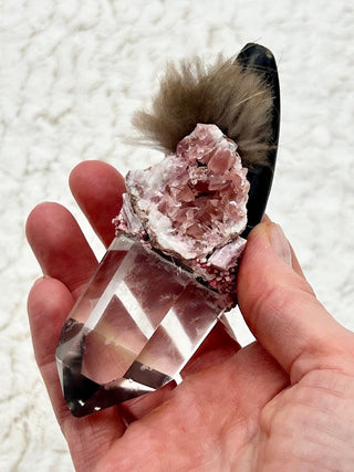 Buffalo, Quartz, Pink Amethyst, Pink Tourmaline, Kunzite, Thulite Healing Magic Wand, Transformation, Spiritual Growth, Intuition, Self - Love - Journey There - 