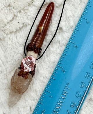 Maple, Hematoid Quartz Dragon, Carnelian, Vandanite, Spessartine Garnet Healing Magic Wand, Intuition, New Earth, Solar Plexus, Sacral - Journey There - 