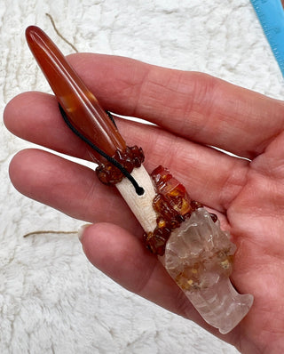 Maple, Hematoid Quartz Dragon, Carnelian, Vandanite, Spessartine Garnet Healing Magic Wand, Intuition, New Earth, Solar Plexus, Sacral - Journey There - 