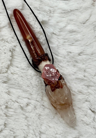 Maple, Hematoid Quartz Dragon, Carnelian, Vandanite, Spessartine Garnet Healing Magic Wand, Intuition, New Earth, Solar Plexus, Sacral - Journey There - 