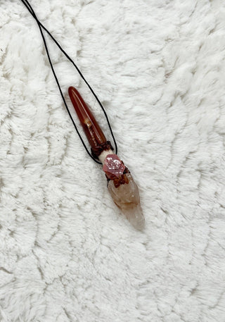 Maple, Hematoid Quartz Dragon, Carnelian, Vandanite, Spessartine Garnet Healing Magic Wand, Intuition, New Earth, Solar Plexus, Sacral - Journey There - 