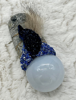 Orthoceras, Blue Chalcedony, Azurite, Lapis Lazuli Shamanic Healing Magic Wand, OOAK, Third Eye, Spiritual Growth, Intuition - Journey There - 